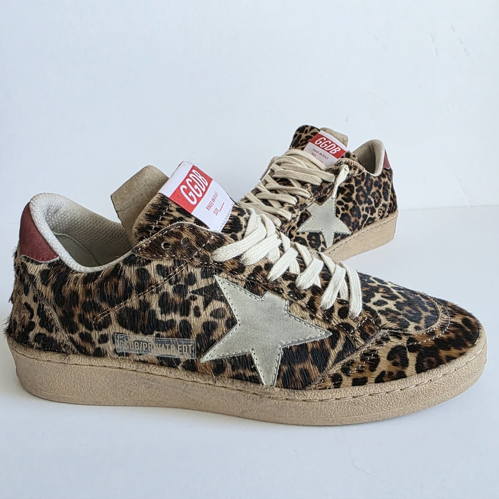 Womens Golden Goose Leopard Ballstar Super Star Sneakers Size 38